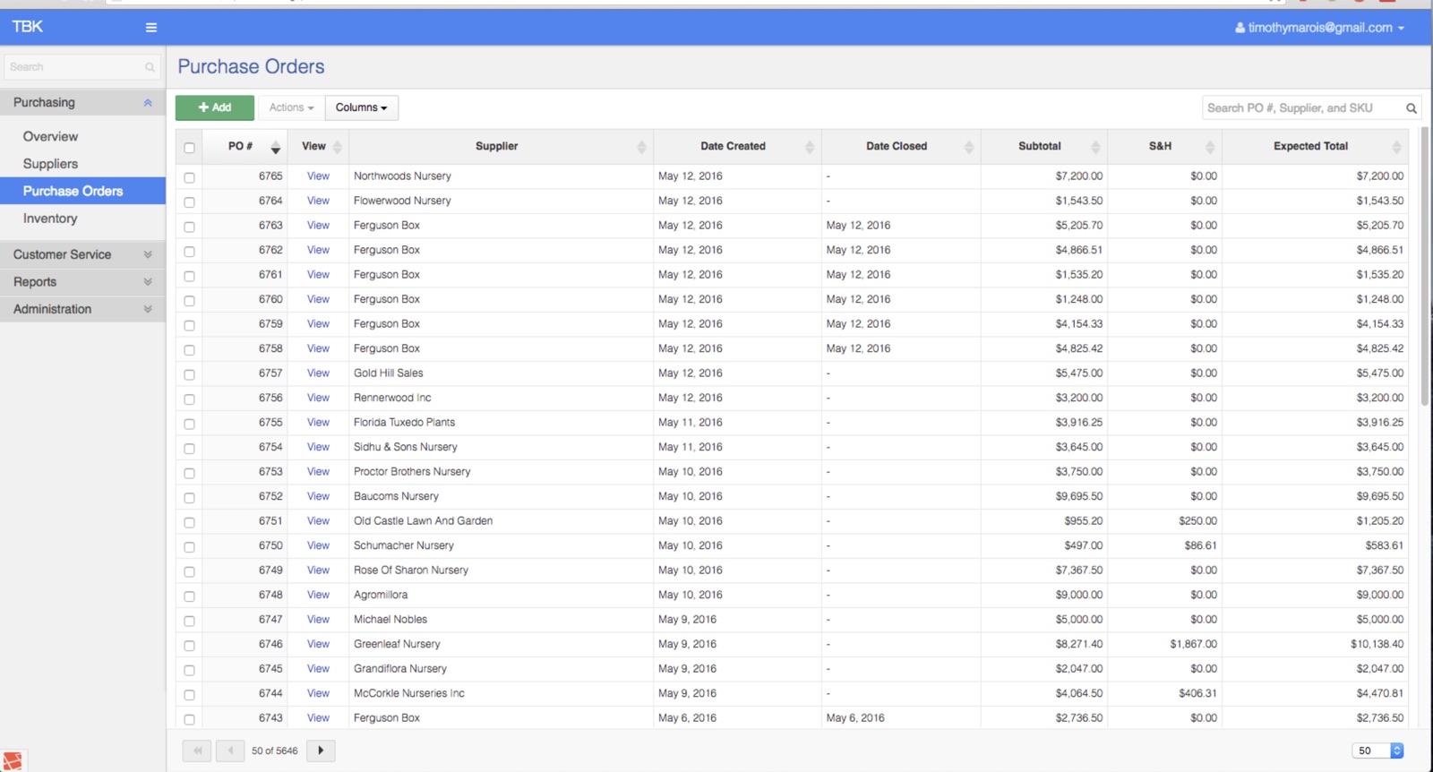 Custom ERP (Enterprise Resource Planning), screenshot 1