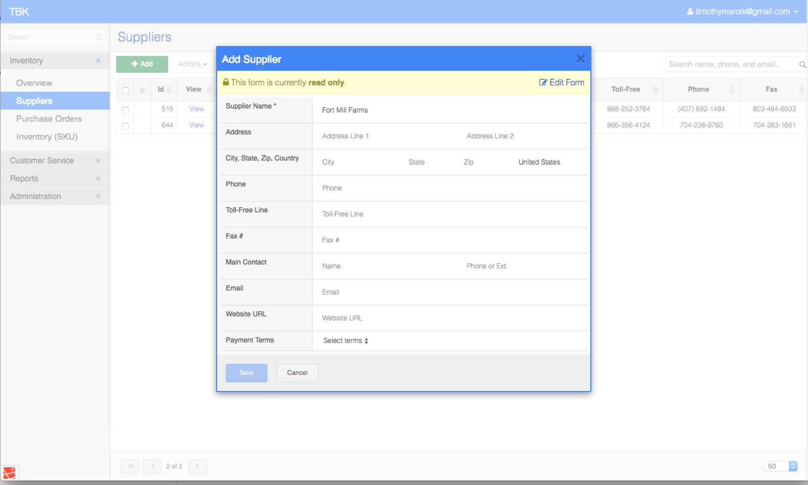 Custom ERP (Enterprise Resource Planning), screenshot 2