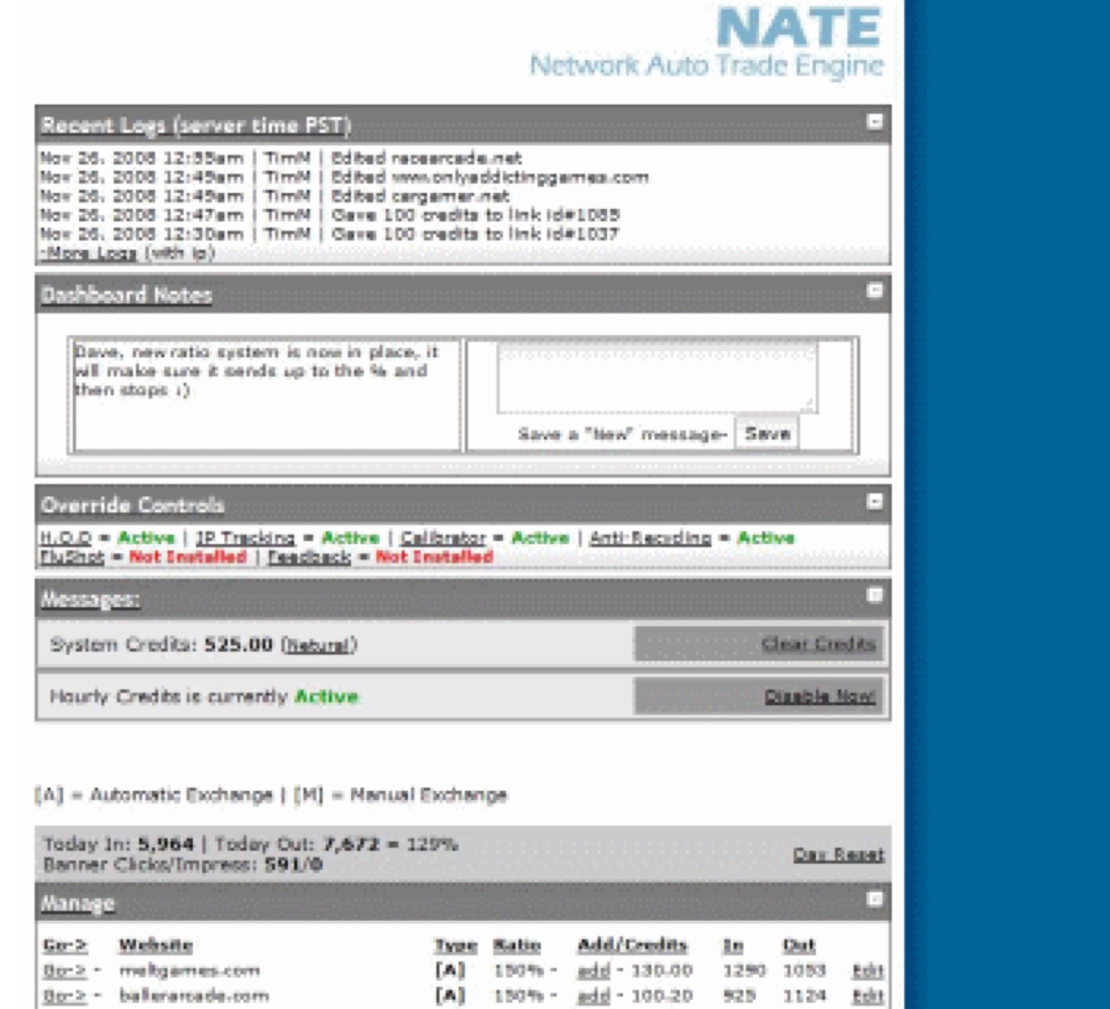 N.A.T.E. (Network Auto Trade Engine), screenshot 1